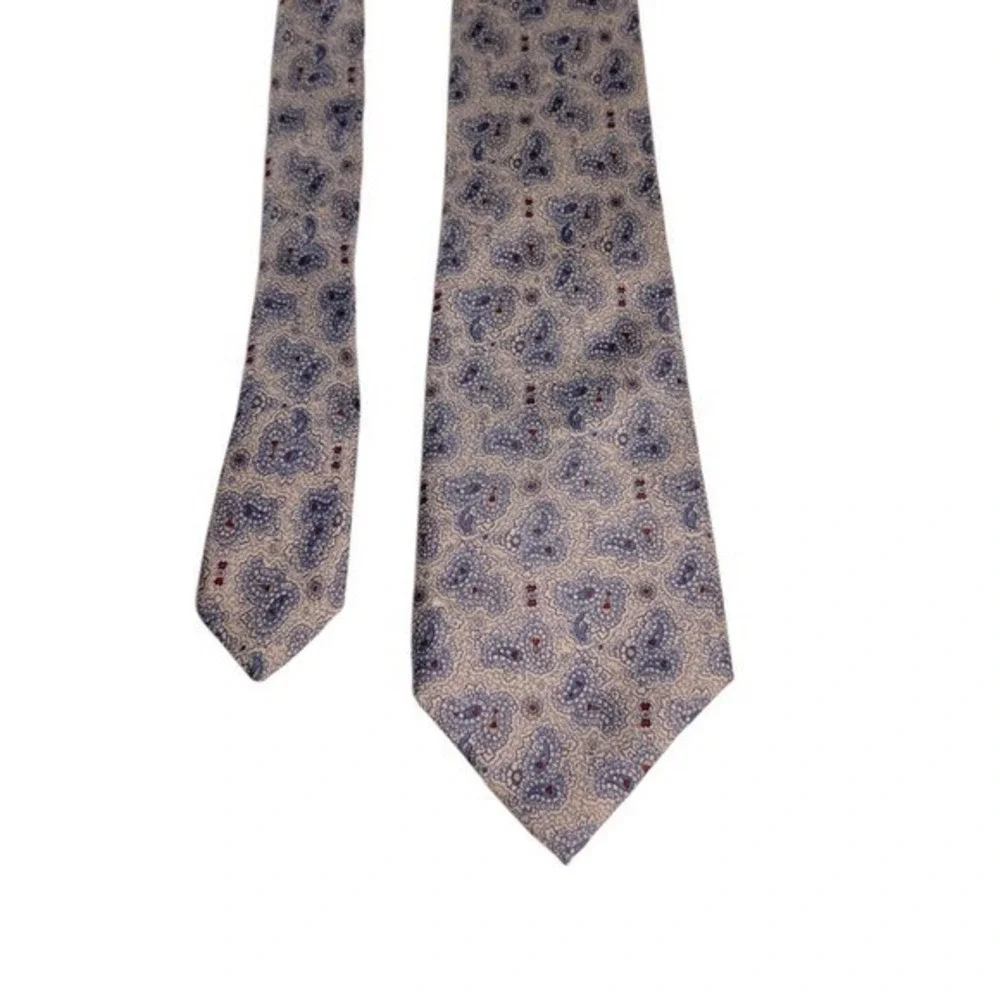 Christian Dior Monsieur Silk Paisley Tie Blue Gray Burgundy Vintage France